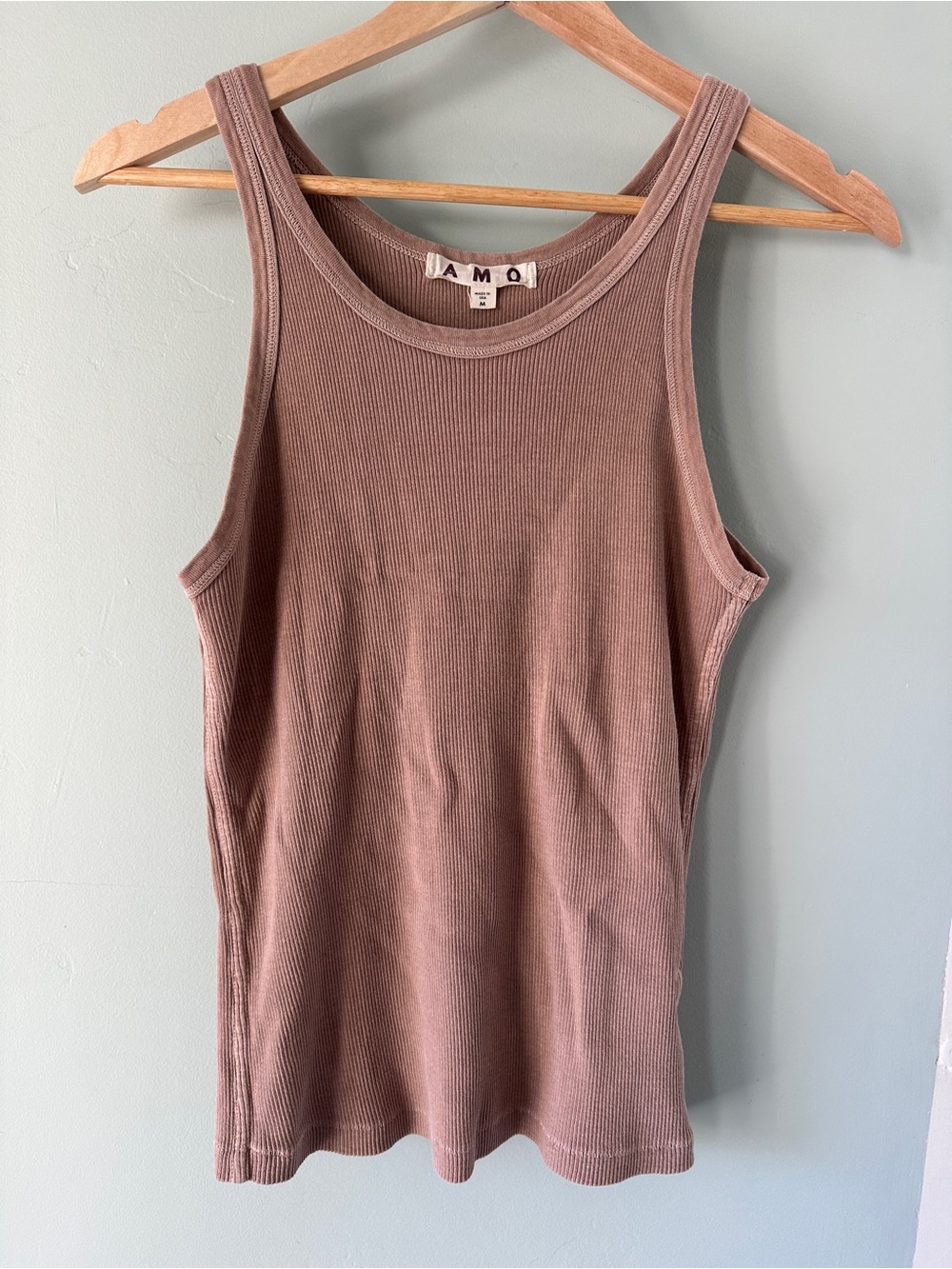 AMO Neutral Brown Ribbed Layering Tank